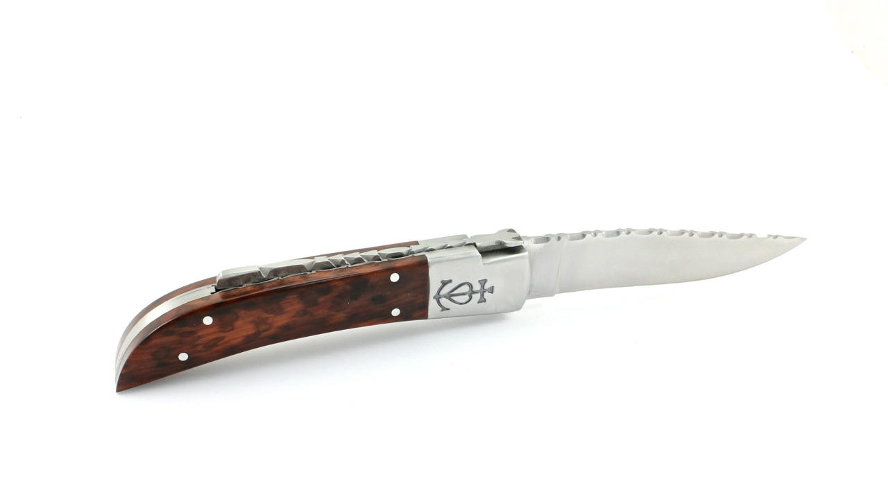 Le Camarguais knife snakewood with chiseled plates and blade 12 cm