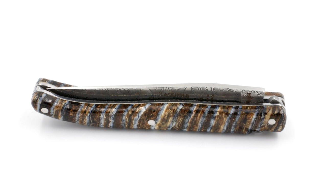 Claude DOZORME Laguiole Messer LUX Mammutbackenzahn braun 12 cm Damastklinge