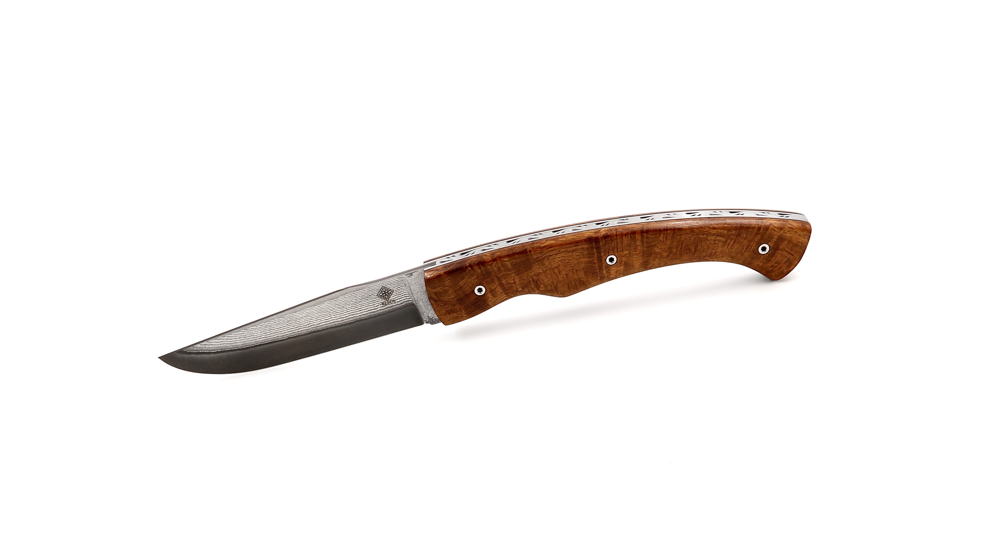 KLEOS folding knife LYKOS burl of ironwood VG10 suminagashi damascus blade