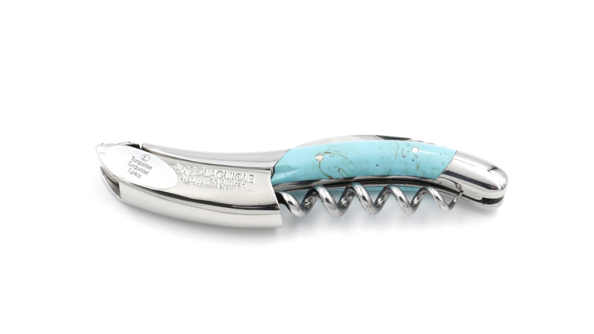 Laguiole en Aubrac Laguiole Sommelier turquoise stabilized stone shiny
