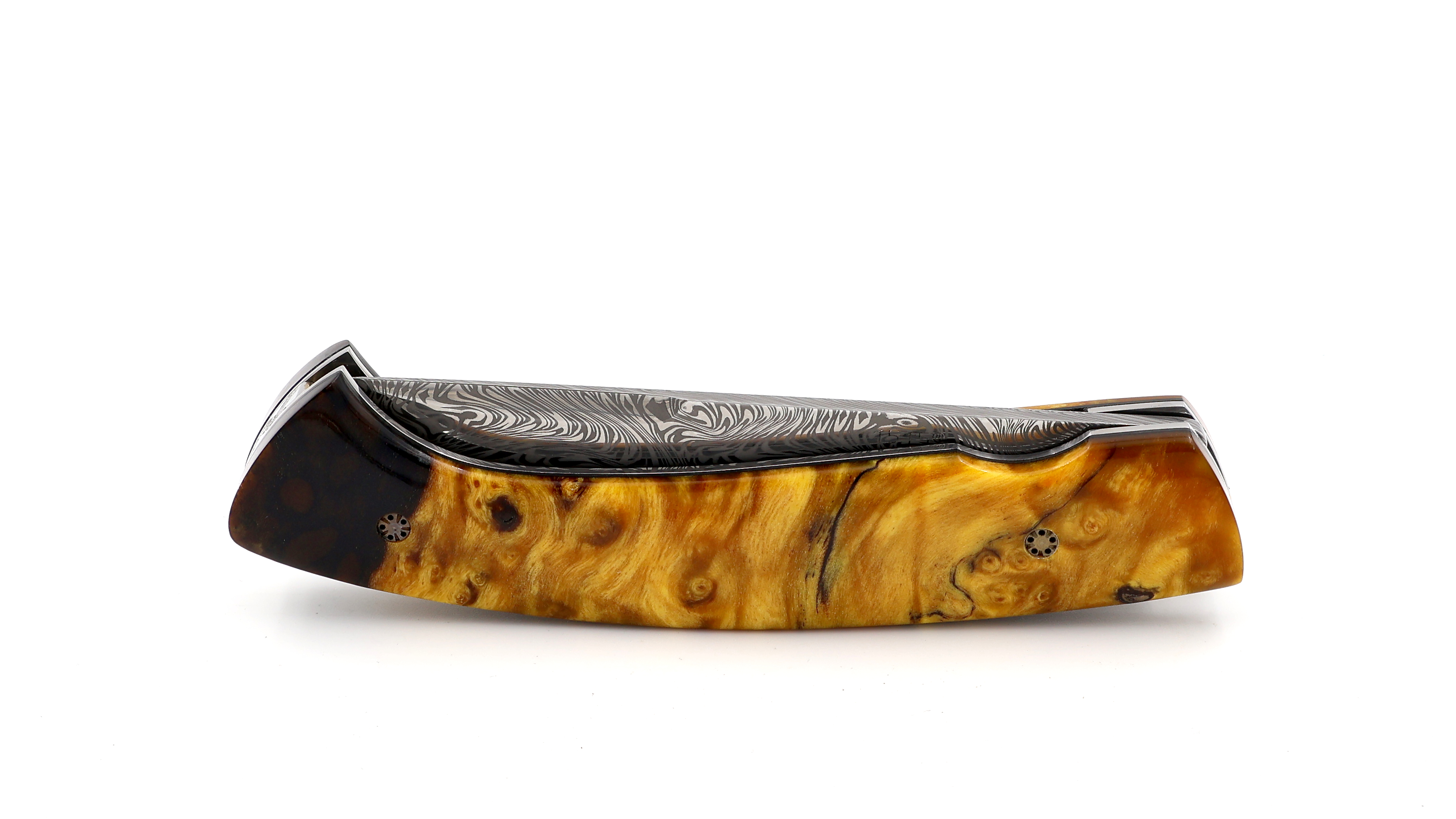 MANU LAPLACE 1515 NORDIC maple burl wood damascus blade