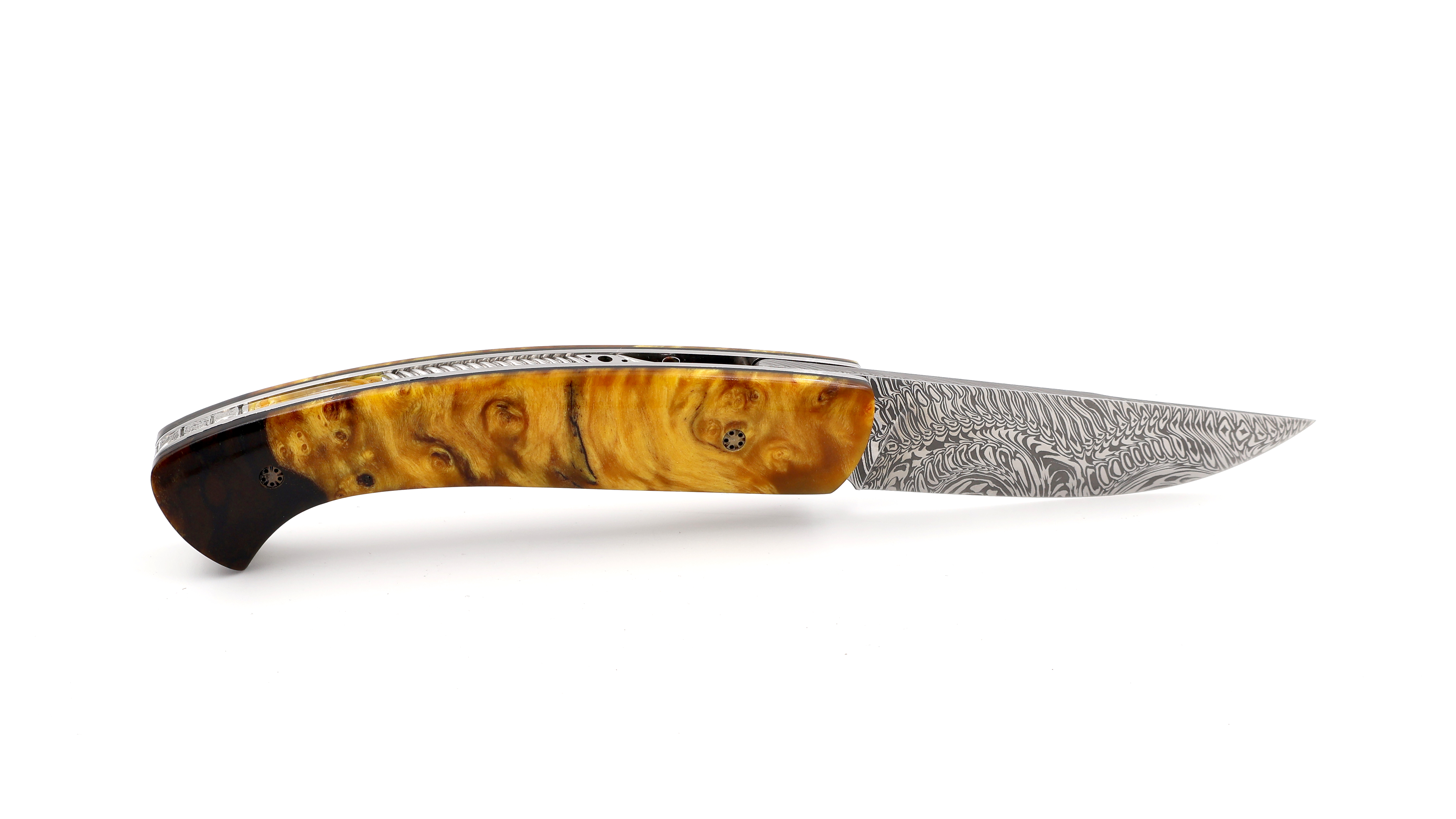 MANU LAPLACE 1515 NORDIC maple burl wood damascus blade