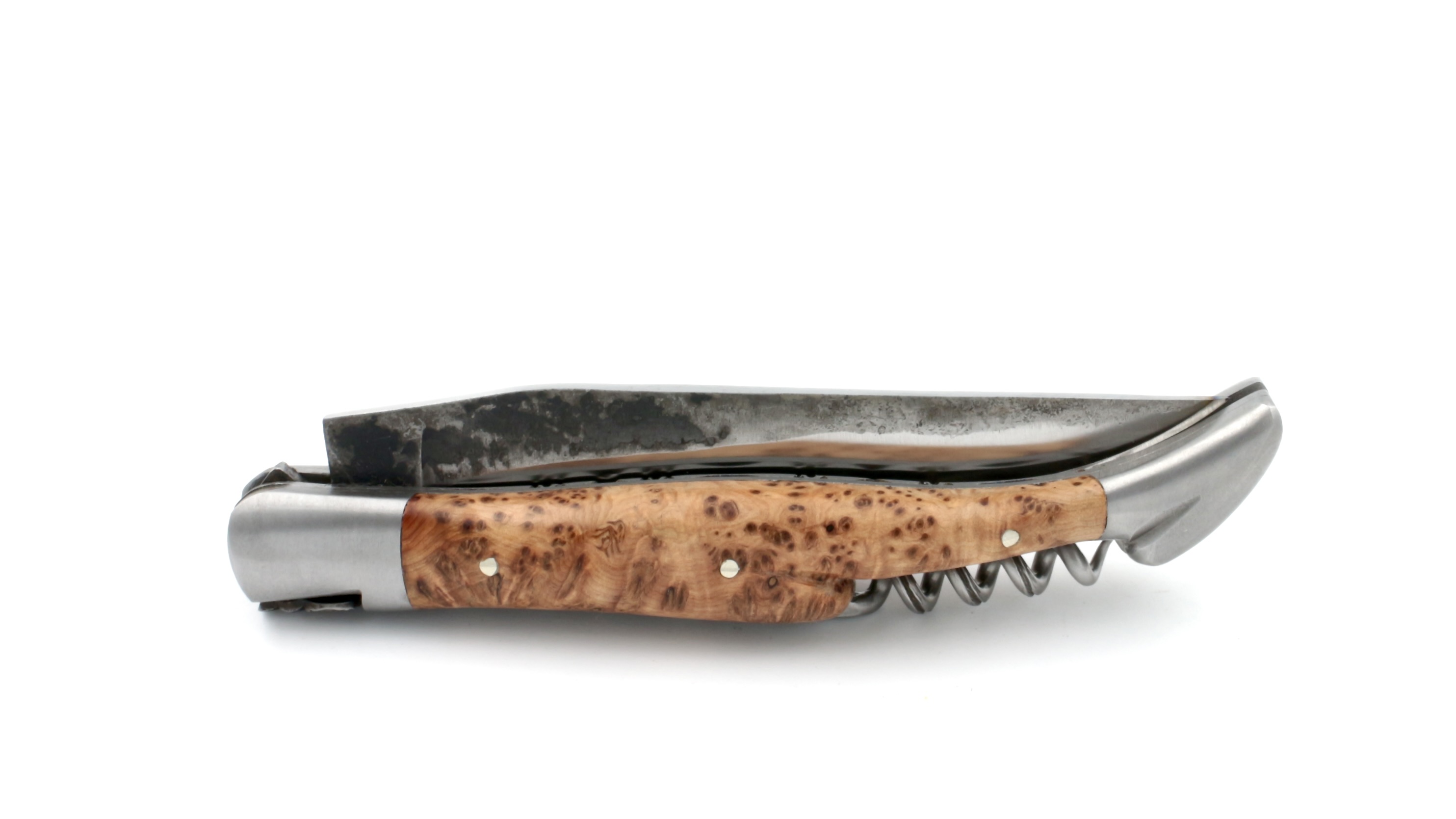 Laguiole en Aubrac double plate knife Brut de Forge Juniper with corkscrew 12 cm Laguiole en Aubrac double plate knife Brut de Forge Juniper with corkscrew 12 cm
