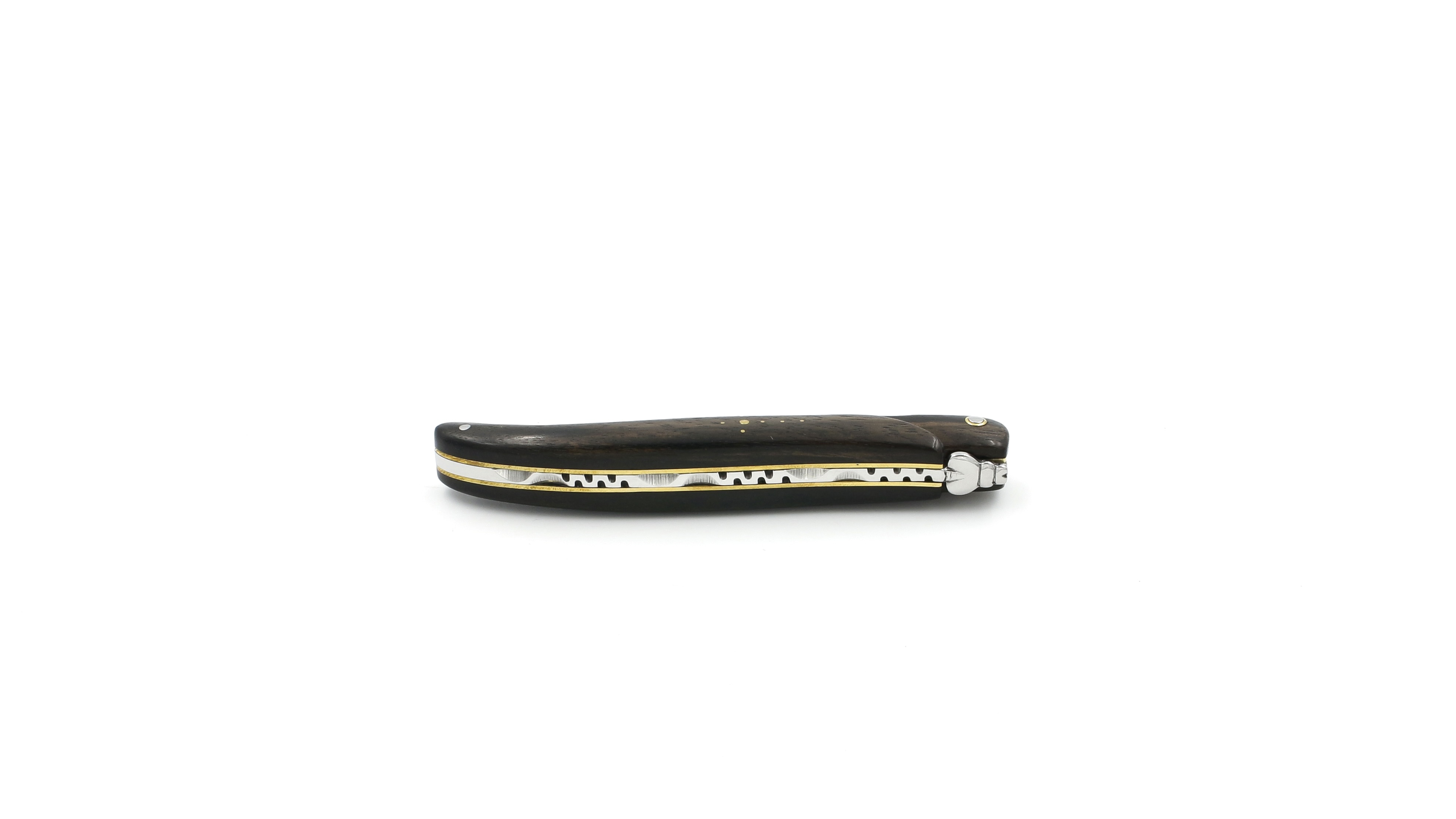 Laguiole en Aubrac Ebenholz massiver Griff Messingplatine 12 cm