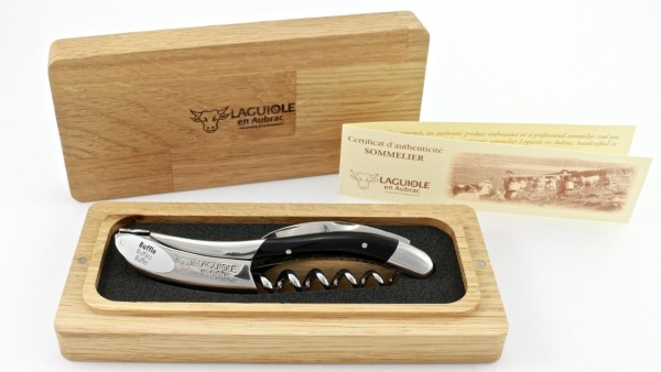 Laguiole en Aubrac Sommelier knife with engraving Buffalohorntip