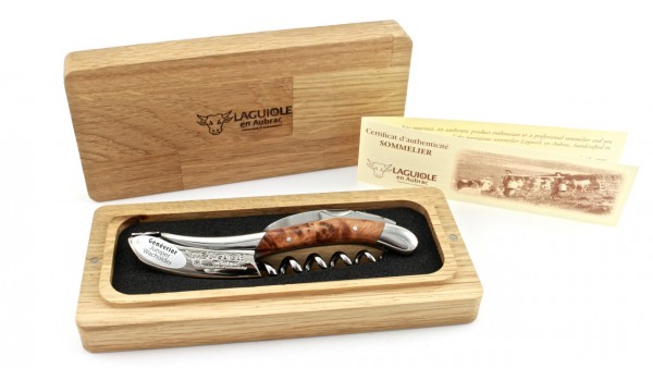 Laguiole en Aubrac Laguiole Sommelier knife with engraving Juniper shiny