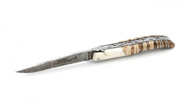 Claude DOZORME Laguiole Messer LUX Mammutbackenzahn/Knochen 12 cm Damastklinge