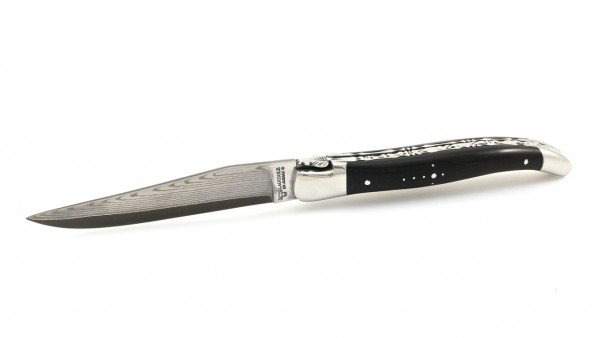 Laguiole en Aubrac double plate knife jap. damascus Ebony 12 cm