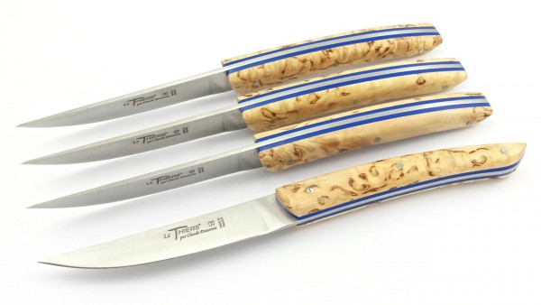 Claude DOZORME Thiers Steakknives norwegian birchwood iner blue 2/4/6 pieces