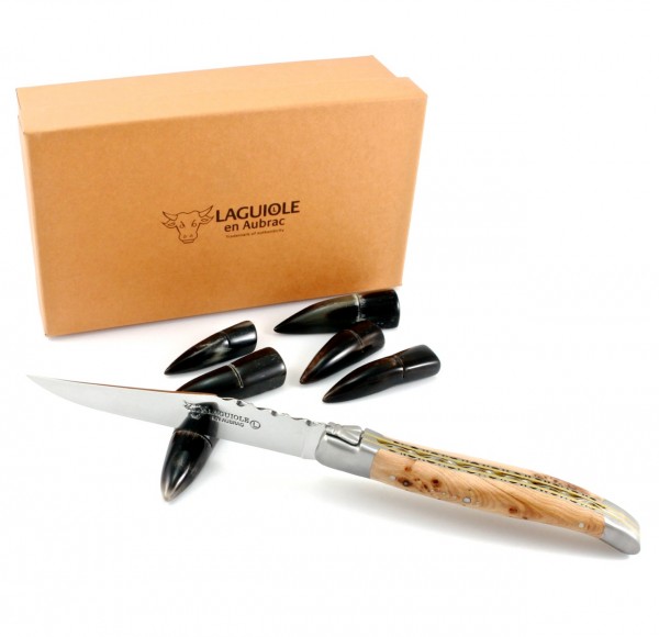 Laguiole en Aubrac Set of 6 knife rests bufalo horntip