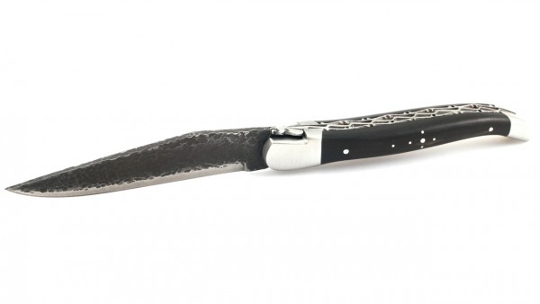 Honoré Durand Laguiole knife Prestige doubleplates Brut de Forge Ebony 12 cm