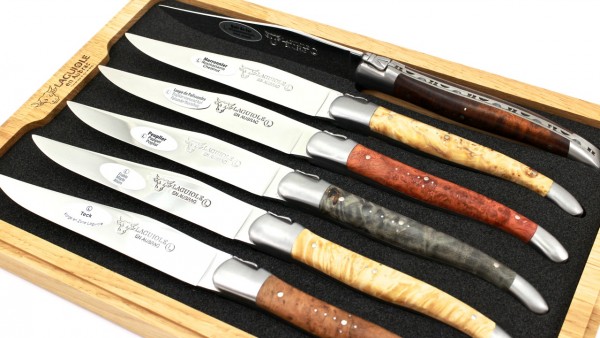 Laguiole en Aubrac steak knives set mixed root woods