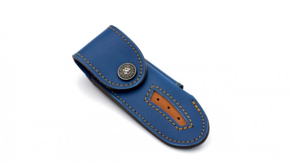 MAX CAPDEBARTHES Laguiole leather sheath blue FENÊTRE 11 and 12 cm knives