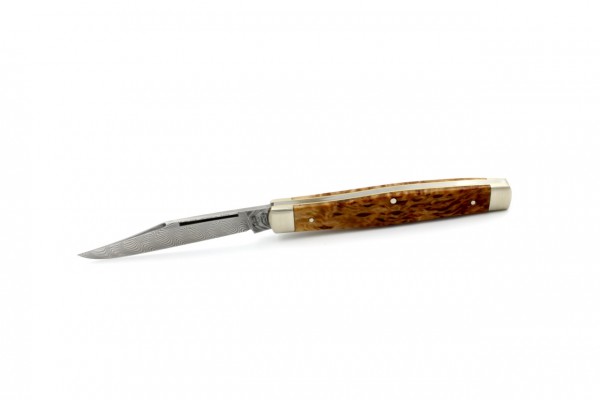 Robert Klaas Stockman knife birchwood burl damascus