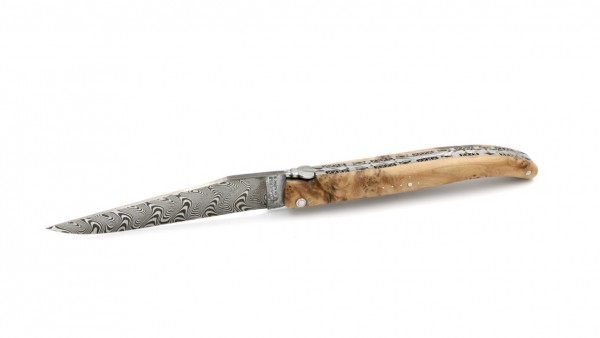 Laguiole en Aubrac damascus full handle juniper wood with double plates 12 cm