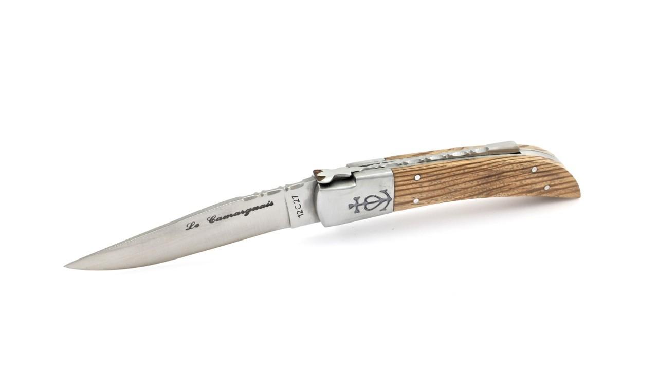 Le Camarguais Taschenmesser – Olivenholz-Griff, 10 Cm Klinge Aus 12C27-Stahl, Französische Handarbeit